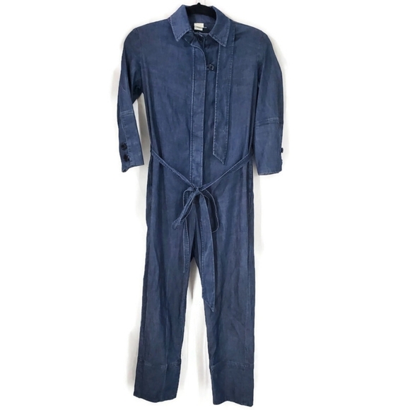 $595 Malia Mills Women's Blue Denim Jumpsuit Size 2 - Picture 2 of 14